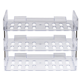 Лоток для бумаг горизонтальный СТАММ "Сити", набор 3шт., на мет. стержнях, широкая загрузка, прозрачный