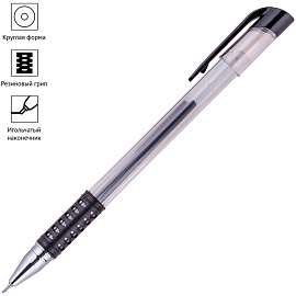 Ручка гелевая OfficeSpace черная, 0,5мм, грип, игольчатый стержень фото Ручка гелевая OfficeSpace черная, 0,5мм, грип, игольчатый стержень