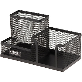 Настольная подставка СТАММ, металлическая, 3 секции, черная