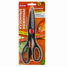 Ножницы кухонные DASWERK, 210 мм, с орехоколом, зазубренные, 608905