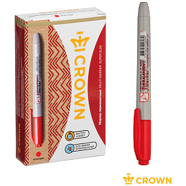 Маркер перманентный Crown "Multi Marker Super Slim" красный, пулевидный, 1мм фото Маркер перманентный Crown "Multi Marker Super Slim" красный, пулевидный, 1мм