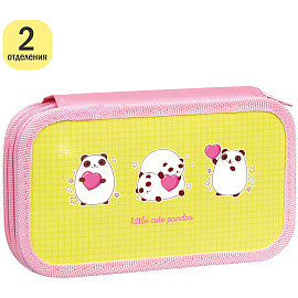 Пенал 2 отделения, 190*105 ArtSpace "Cute Pandas", ламинированный картон