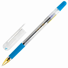 Ручка шариковая с грипом BRAUBERG "X-ONE", СИНЯЯ, корпус прозрачный, узел 0,5 мм, линия письма 0,35 мм, 143985