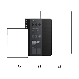 Бизнес-тетрадь А5+, 80л., Berlingo "Steel&Style", клетка, на гребне, 80г/м2, пластик. (полифом) обложка, линейка-закладка, черная