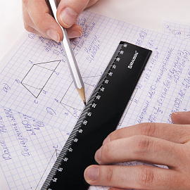 Линейка пластиковая 30 см, BRAUBERG, черная, пакет, 210776