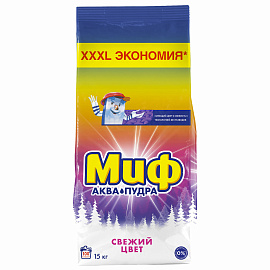 Порошок стиральный автомат Миф Аква Пудра Свежий цвет 15 кг