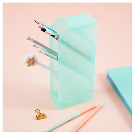 Настольная подставка MESHU, 4 отделения, пластиковая, тонированная мятная