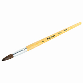 Кисть ПИФАГОР, ПОНИ, круглая, № 8, деревянная лакированная ручка, колпачок, пакет с подвесом, 200837