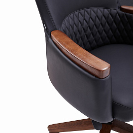 Кресло HAWASAN (ХАВАСАН) "Desire EX-771", мультиблок, дерево, натуральная кожа, черное, 532935