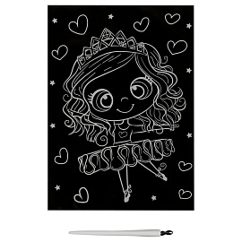 Гравюра с мультицветной основой ТРИ СОВЫ "Балерина", А5 фото Гравюра с мультицветной основой ТРИ СОВЫ "Балерина", А5