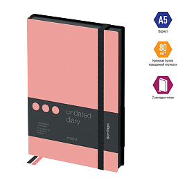 Ежедневник недатированный, А5, 136л., кожзам, Berlingo "Instinct", черный/фламинго, с резинкой фото Ежедневник недатированный, А5, 136л., кожзам, Berlingo "Instinct", черный/фламинго, с резинкой