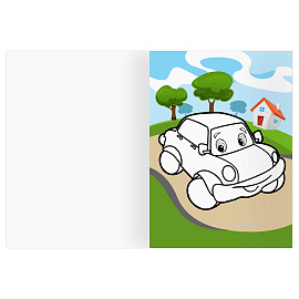 Раскраска с цв. фоном А4, 16 стр., ТРИ СОВЫ "Транспорт