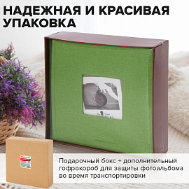 Фотоальбом BRAUBERG "Лайм" на 200 фото 10х15 см, ткань, зеленый, 391189