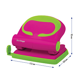 Дырокол Berlingo "Fuze" 20л., пластиковый, розовый, с линейкой фото Дырокол Berlingo "Fuze" 20л., пластиковый, розовый, с линейкой