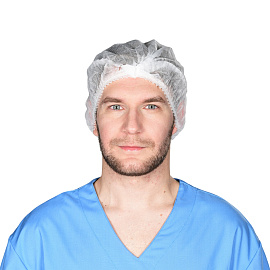 Шапочка одноразовая Шарлотта белая (50 штук в упаковке) фото Шапочка одноразовая Шарлотта белая (50 штук в упаковке)