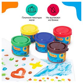 Краски пальчиковые JOVI (Испания), 5 цветов по 35 мл, на водной основе, в баночках, 540