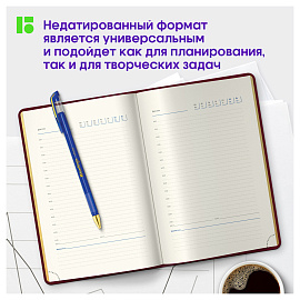 Ежедневник недатированный, А5, 160л., кожзам, Berlingo "xGold", зол. срез, коричневый
