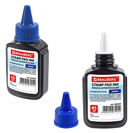 Краска штемпельная BRAUBERG, синяя, 45 мл, на водной основе, 223595 фото Краска штемпельная BRAUBERG, синяя, 45 мл, на водной основе, 223595