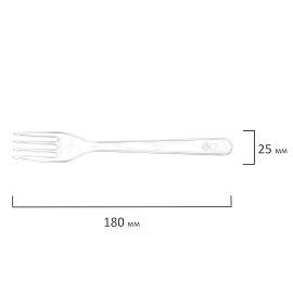 Вилка одноразовая пластиковая 180 мм, прозрачная, КОМПЛЕКТ 50 шт., КРИСТАЛЛ, LAIMA, 602653