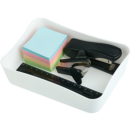 Лоток для канцелярских принадлежностей СТАММ, 13*17,8*4,4см, пластиковый, белый фото Лоток для канцелярских принадлежностей СТАММ, 13*17,8*4,4см, пластиковый, белый