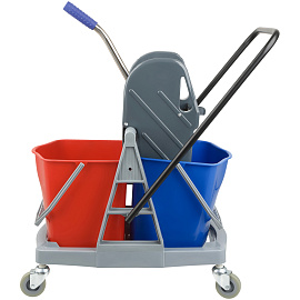Тележка уборочная OfficeClean Professional, 2 съемных ведра 17л., механический отжим