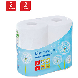 Полотенца бумажные в рулонах OfficeClean, 2-слойные, 2шт., 37,5м/рул., тиснение, белые