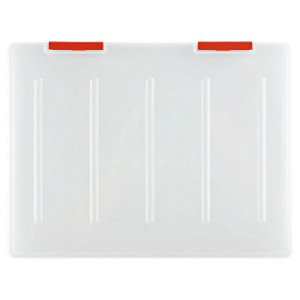 Папка для документов СТАММ А4, 235*310*40мм, пластик., прозрачная, красные защелки