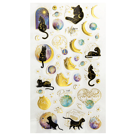 Наклейки гелевые MESHU "Moon cat", 10*23 см, с блестками, пакет европодвес фото Наклейки гелевые MESHU "Moon cat", 10*23 см, с блестками, пакет европодвес