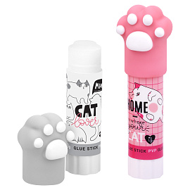 Клей-карандаш MESHU с топпером "Paw", 8г, дисплей бокс, ПВП, ассорти