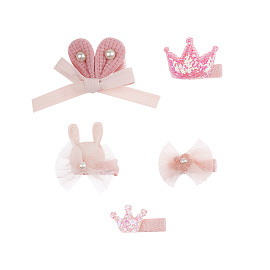 Заколки для волос MESHU, с топпером, розовые, 5шт., 4см, европодвес фото Заколки для волос MESHU, с топпером, розовые, 5шт., 4см, европодвес