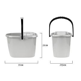 Ведро пластиковое OfficeClean с отжимом, прямоугольное, серое, 12л фото Ведро пластиковое OfficeClean с отжимом, прямоугольное, серое, 12л