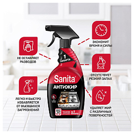 Чистящее средство для кухни (жироудалитель) Санита Антижир 0.5 л от жира и нагара спрей