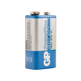 Батарейка 1 шт. GP PowerPlus, Крона (6R61, 6F22, 1604S), солевая, в плёнке, 1604CEBRA-2 фото Батарейка 1 шт. GP PowerPlus, Крона (6R61, 6F22, 1604S), солевая, в плёнке, 1604CEBRA-2