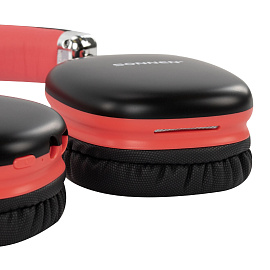 Наушники беспроводные накладные полноразмерные раздвижные мультирежимные, SONNEN HP-B12BR, Bluetooth 5.4, черный/коралловый, 514128