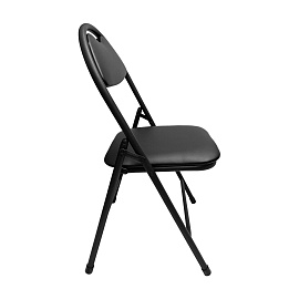 Стул складной для дома и офиса РС94, черный каркас, экокожа черный