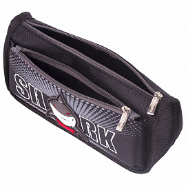 Пенал мягкий ЮНЛАНДИЯ, 2 отделения, полиэстер, "Shark", черный, 21х6х9 см, 270271