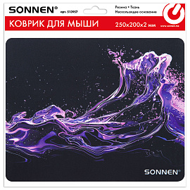Коврик для мыши SONNEN "NEON SPLASH" резина + ткань, 250х200х2 мм, 513957