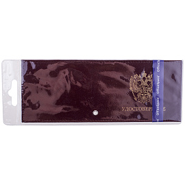 Обложка для удостоверения OfficeSpace бордо, кожа, тиснение "Герб