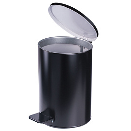 Ведро мусорное 10 л сталь с педалью с крышкой чёрное (31x20x20 см)