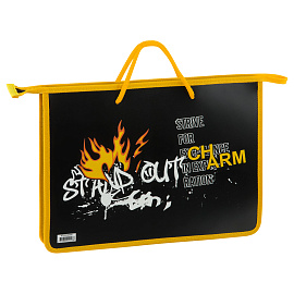 Папка с ручками А4 ArtSpace "Fire smile", пластик, на молнии, 45мм