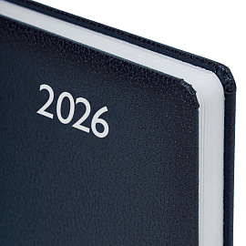 Ежедневник датированный 2026, А5, 138x213 мм, BRAUBERG "Profile", балакрон, синий, 117073