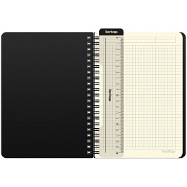 Бизнес-тетрадь А5+, 80л., Berlingo "Steel&Style", клетка, на гребне, 80г/м2, пластик. (полифом) обложка, линейка-закладка, белая