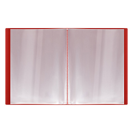 Папка с 60 вкладышами СТАММ "Кристалл" А4, 21мм, 700мкм, пластик, красная