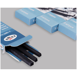 Уголь рисовальный ГАММА "Студия", НАБОР 3 шт., виноградный, экстрамягкий, квадратный, 080219_01