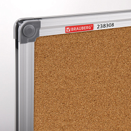 Доска пробковая для объявлений 60х90 см, алюминиевая рамка, BRAUBERG Extra, 238308