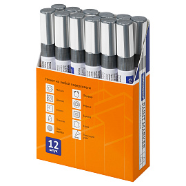 Маркер-краска OfficeSpace серебряная, 1-4мм, нитро-основа фото Маркер-краска OfficeSpace серебряная, 1-4мм, нитро-основа