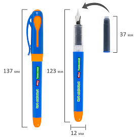 Ручка перьевая с 10 сменными картриджами, иридиевое перо, BRAUBERG KIDS, 143955 фото Ручка перьевая с 10 сменными картриджами, иридиевое перо, BRAUBERG KIDS, 143955