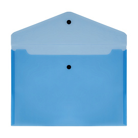 Папка-конверт на кнопке СТАММ А4, 150мкм, пластик, прозрачная, синяя