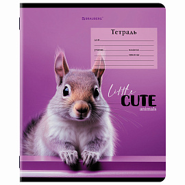 Тетрадь 12 л. BRAUBERG, клетка, обложка картон, CUTE ANIMALS, 107266