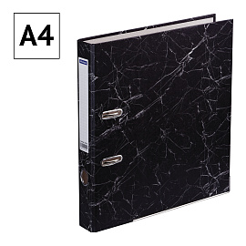 Папка-регистратор OfficeSpace, 50мм, мрамор, черная, нижний метал. кант фото Папка-регистратор OfficeSpace, 50мм, мрамор, черная, нижний метал. кант